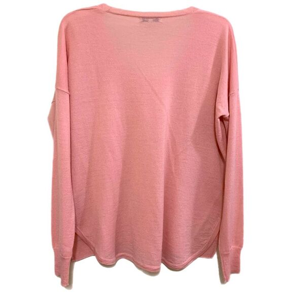 MADEWELL Sweater Southstart Women’s Pink Merino Wool Blend Scoop Neck High Low. - Picture 3 of 13